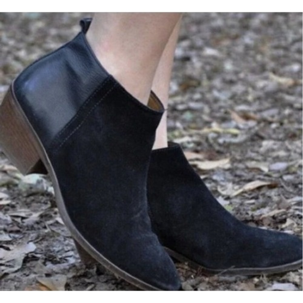 Madewell Charley Booties Navy Suede Black Leather Ankle Boots Boho Basics Size 7 - Picture 9 of 9